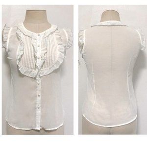 TIGER MIST White Satin Tie Front Wrap Long Sleeve Shirt Crop Top Blouse